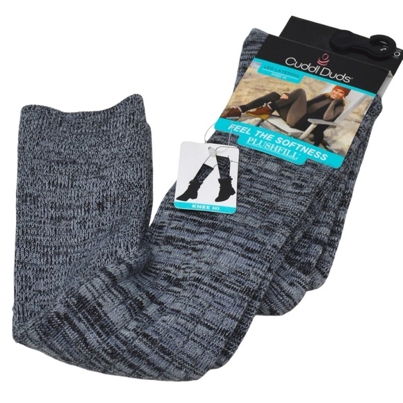 Cuddl Duds Knee High Layering Socks, Space Dye Turn-cuff Graphite Color NEW - Picture 1 of 4